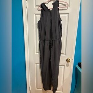 Banana Republic gray sleeveless jumpsuit banded legs zipper sz 14
